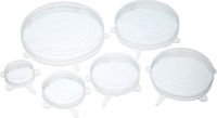 KitchenCraft Easy Stretch Silicone Deksel/Voedselafdekking/Potdeksel met handvatten - Set van 6