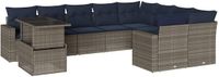 vidaXL 10-delige dining loungeset met kussens, grijs, polyrotan