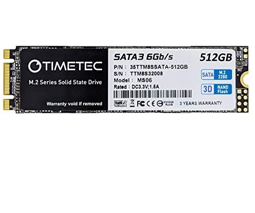 Timetec 512GB SSD 3D NAND TLC SATA III 6Gb/s M.2 2280 NGFF 256TBW Read Speed Up to 550MB/s SLC Cache Performance Boost Internal Solid State Drive for PC Computer Laptop and Desktop (512GB)