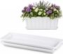 Plasticforte Jardinière avec plateau de récupération d'eau - 2x - blanc - rectangulaire - 39 x 18 cm