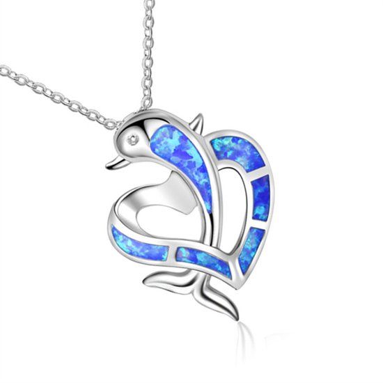 Sparkolia Ketting Dolfijn Blauw Zilver - 45 cm - Sparkolia - Meisjes
