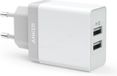 Anker PowerPort 2 Poorts USB 24W Thuislader Wit