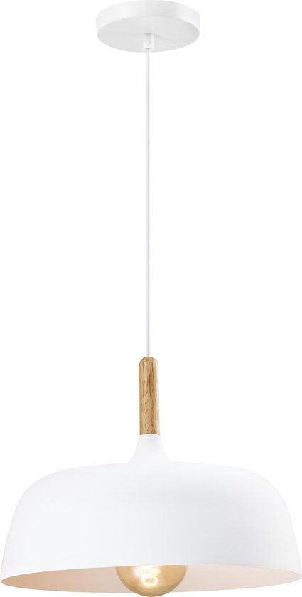 QUVIO Hanglamp Scandinavisch - D 32 cm - Wit en bruin