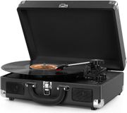 DIGITNOW M417 - Platine vinyle à entraînement par courroie - Portable - Haut-parleurs stéréo - RCA/AUX/MP3 Noir