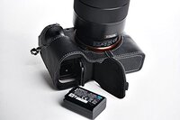 TP Handgemaakte Echt Lederen Camera Case Cover Voor Sony A7 II A7R M2 A7S Mark II - Zwart - Onderste Opening Versie