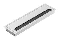 GTV - Kabeldoorvoer Merida - kabeldoorvoer met openingsdeksel - kabeldoorlaat, rechthoekige kabelorganisatie voor meubels, kabeldoorlaat, voor installatie in het werkblad, 80 x 280 mm, zilver
