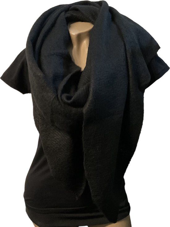 Lange Warme Sjaal Effen - Omslagdoek - Zwart - 195 x 55 cm