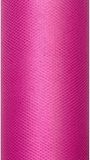 Merkloos Glitter tule stof - fuchsia - 15 x 900 cm