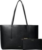 Calvin Klein Foil Logo Tote W/Pouch Lv04f3274g Tote Dames (1 stuk), zwart/geroosterde kokosnoot, Eén maat