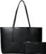 Calvin Klein Foil Logo Tote W/Pouch Lv04f3274g Tote Dames (1 stuk), zwart/geroosterde kokosnoot, Eén maat