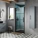 Apex Cabine de douche avec porte pivotante – Noir – Avec receveur à effet texturé anthracite de 80 cm x 80 cm