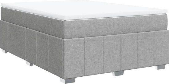vidaXL Boxspring met matras stof lichtgrijs 140x200 cm