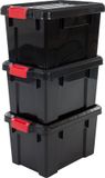 IRIS Powerbox Opbergbox - 21L - Kunststof - Zwart/Rood - Set van 3