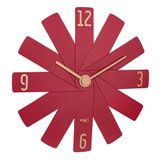 TFA Dostmann design wandklok Clock in The Box, 60.3020.05, met stille sweep-beweging, quartz uurwerk, bestaande uit 12 insteekbare onderdelen, woonkamerklok, keukenklok, slaapkamerklok, decoratie, rood