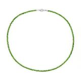 Cavill - Zilveren Halsketting 925 Sterling Zilver - Russische Groene Diopsied 26,567 ct - Gefacetteerde Ronde Parels - Elegante 45 cm