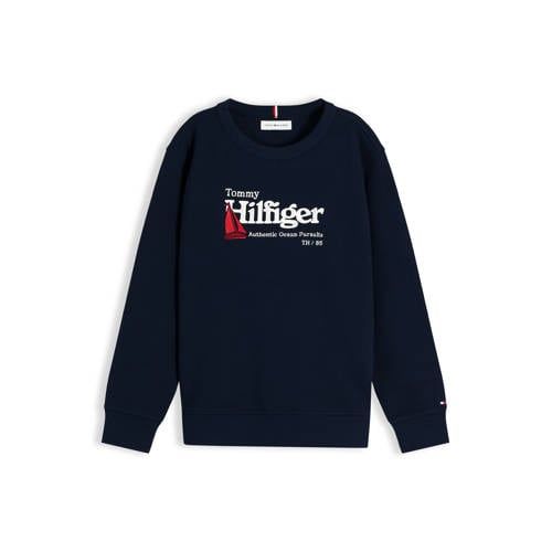 Tommy Hilfiger sweater met logo - donkerblauw
