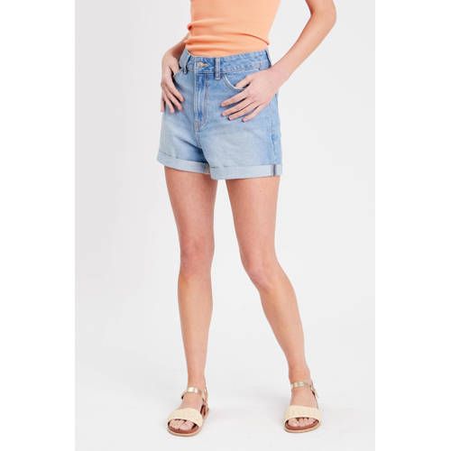 Cache Cache High Waist Mom Denim Shorts - Light Blue