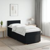 vidaXL Boxspringbed met matras, hoofdeinde, Zwart, 100 x 200 cm, Stof