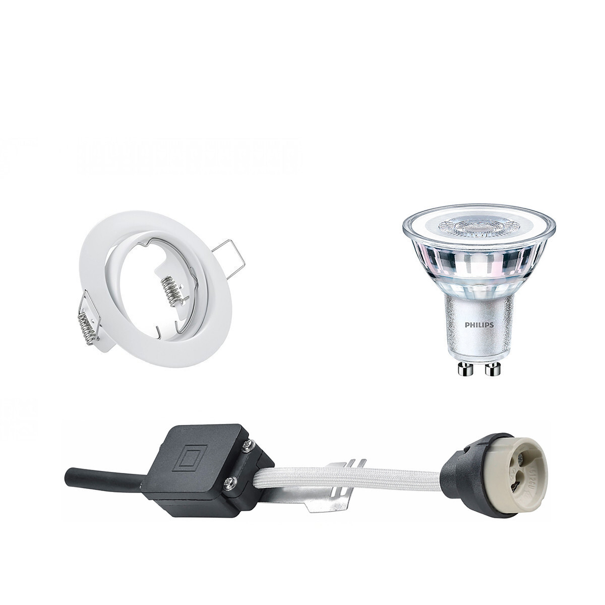 BES LED LED Spot Set - GU10 Fitting - Inbouw Rond - Mat Wit - Kantelbaar Ø83mm - Philips - CorePro 830 36D - 5W - Warm Wit 3000K - Dimbaar