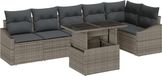 vidaXL Banc de jardin 7 pièces Gris Polyrattan Acier thermolaqué