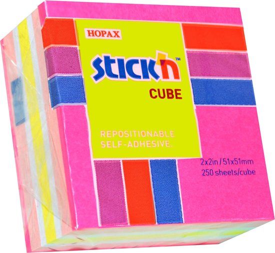 Stick'n Kleine Kubus - 50x50mm - Roze - 250 sticky notes