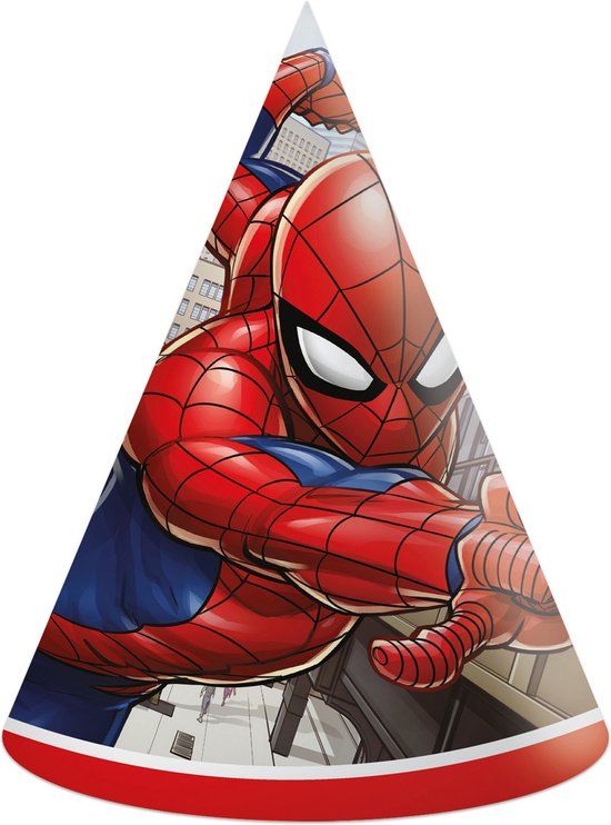 Marvel Spider-Man Party Hats - 6 Pack - Cardboard - Kids Party Supplies