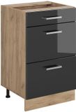 Vicco Keukenonderkast R-Line, Antraciet Hoogglans/Goudkleurig Eiken, 50 cm zonder werkblad