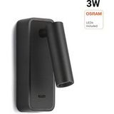 Barcelona Led - Lampe de lecture 'raam' 3W - Réglable - Osram Chip - Noir