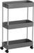 Unyqoos Chariot de cuisine, chariot de cuisine à 3 niveaux, étagère de cuisine, étagère d'angle sur roulettes, étroit, étagère de salle de bain, gain de place, pour salle de bain, cuisine, design découpé, 40 x 13,5 x 60 cm, gris