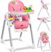 KIDIZ® 3in1 kinderstoel incl. speelbar, Eetstoel, Babystoel, combinatie kinderstoel, 7 in hoogte verstelbare rugleuning, meegroei van 0 maanden tot 6 jaar - Roze