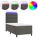 VidaXL Boxspringbed met matras en LED-verlichting, donkergrijs, 80x200 cm, fluweel