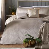 Velours housse de couette, beige, 200x200 cm, incluant 2 taies d'oreiller