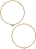 Borduurring rond hout - 2x stuks - Dia 25 cm