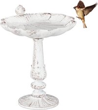 Relaxdays Vogelbadje Gietijzer - Vogelbad Op Voet - Wit