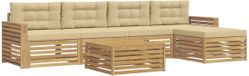 vidaXL Buiten bankenset 6 st Wit en Beige Polyester