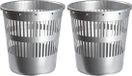 Plasticforte Afvalbak/vuilnisbak/kantoor prullenbak - 2x stuks - plastic - zilver/grijs - 30 cm