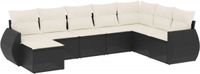 vidaXL 8-delige Loungeset met kussens, poly rattan, zwart