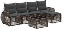 vidaXL Tuinbank - Set - 6 - st - Grijs - en - Donkergrijs - poly - rattan