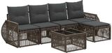 vidaXL Banc de jardin - Set - 6 - pièces - Gris - et - Gris foncé - poly - rotin