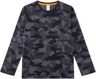 Sanetta Pyjama Lange Mouw Camouflage Zwart/Grijs Katoen 188