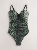 Next - Dames - Maillot de bain bandeau avec armature - Vert/Noir imprimé léopard