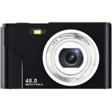 Aiorber Draagbare digitale camera, compact 32 GB, gebruiksvriendelijk, 48 MP, HD-scherm, zoomlens, IPS-scherm, zwart