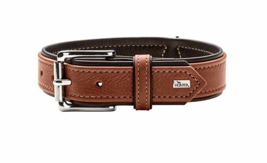 Hunter Hondenhalsband Canadian Up Cognac / Zwart Maat 45