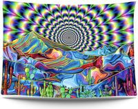 Ulticool Bergen Cactus Zon Glow in the Dark Tapestry Decoratie Magic Psychedelisch Blacklight Party Wandkleed Achtergronddoek 200x150 cm Backdrop UV Lamp Reactive Groot wandtapijt Poster Neon Fluor Verlichting