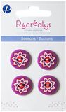 Récréatys 7123 18 36 Sachet van 4 Customising Knoppen Bloemen Print Nylon 18 mm Mauve/Paars