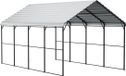12' x 20' Carport en métal, rangement extérieur robuste pour voitures, abri pour voitures, garage pour bateaux