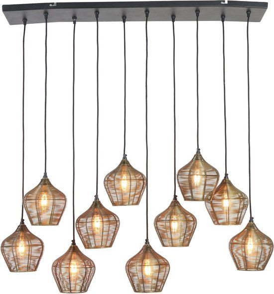Light & Living Alvaro Hanglamp - Antiek Brons - 10-lichts - 120cm