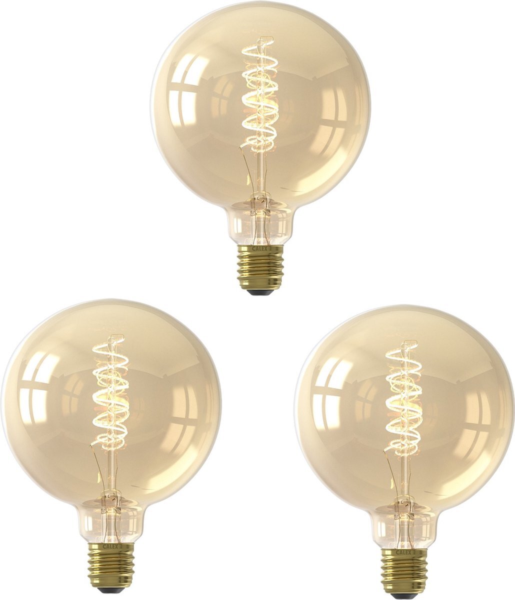 Calex 3 stuks LED Globe G125 E27 3.8W 2100K Goud Dimbaar