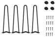 Pieds de table épingle à cheveux Set de 4 - 50 cm Avec protecteurs de sol et vis