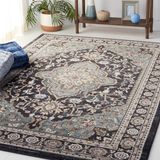 Safavieh Traditioneel tapijt voor woonkamer, eetkamer, slaapkamer, collectie Lyndhurst, laagpolig, grijs en groenblauw, 160 x 230 cm